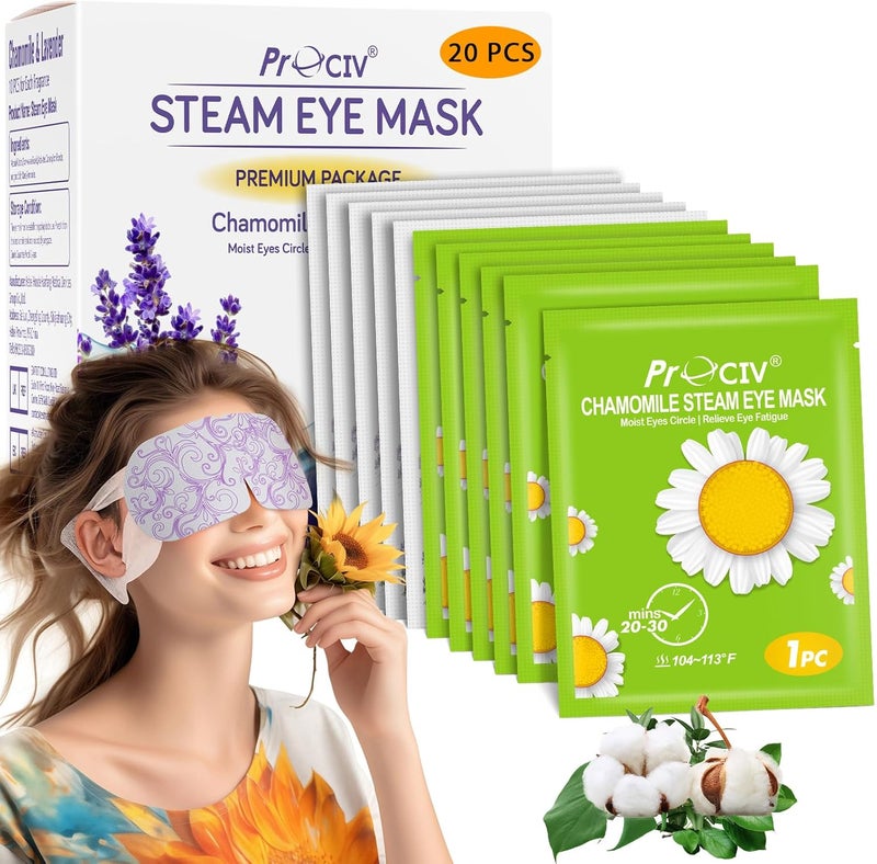 ProCIV Chamomile Steam Eye Masks - 20 Pack - Image 1